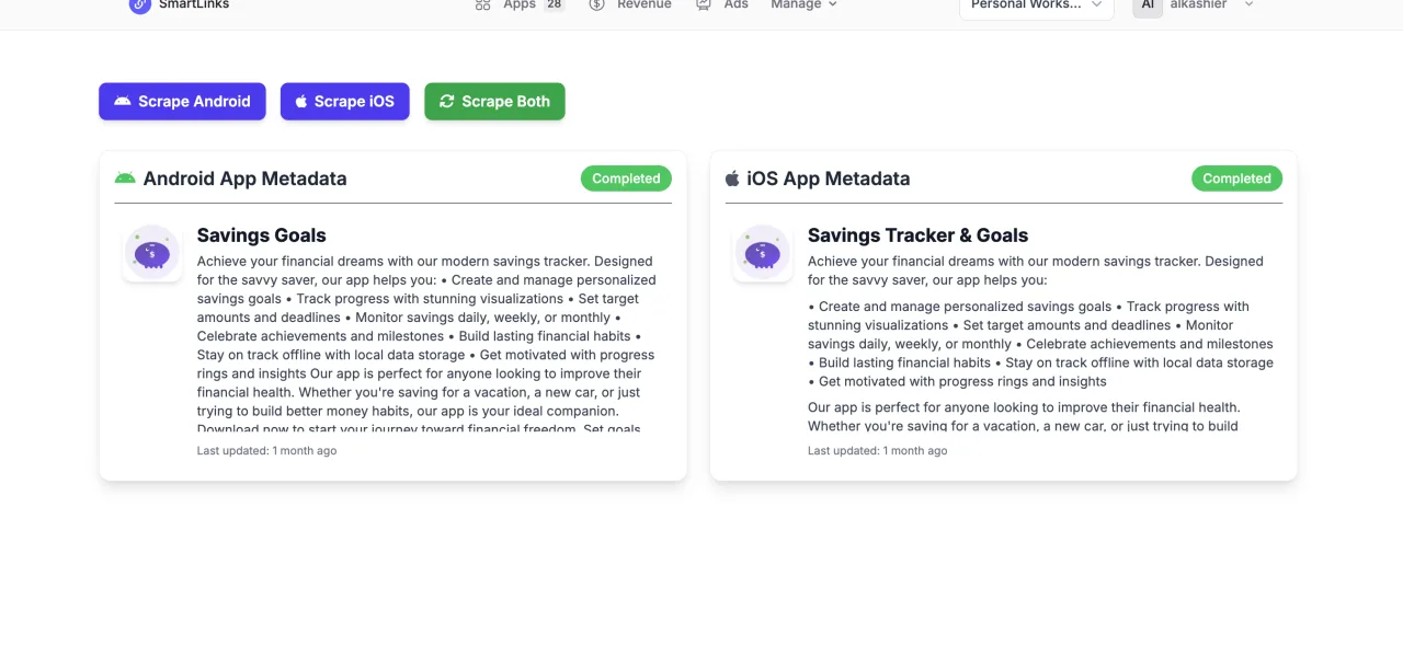 Store Metadata workspace preview in SmartLinks